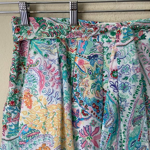 Talbots 16 Festive Floral Paisley Pleated Tie Waist Midi Skirt - Picture 10 of 12